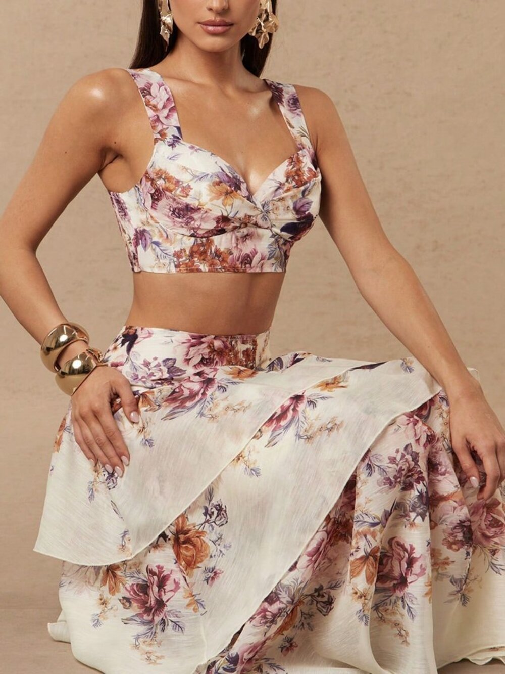 Apricot Boho Women's floral Printed Camisole Tank Top - Picture 1 of 8
